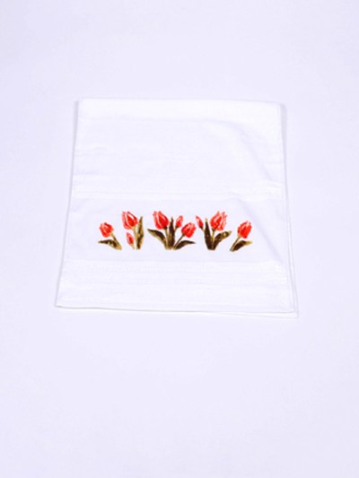 Serviette à fleur velours glaieul orange