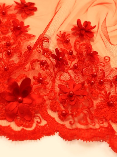 Voile mariée rouge 3D avec accessoires 