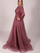 Robe longue en tulle Favella - vieux rose