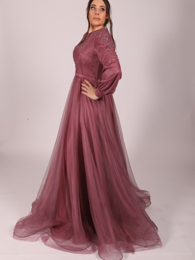 Robe longue en tulle Favella - vieux rose
