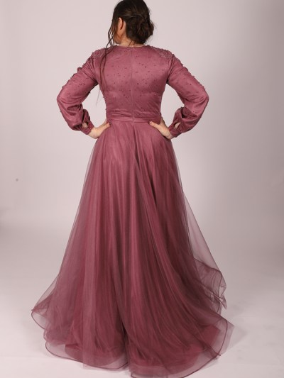 Robe longue en tulle Favella - vieux rose