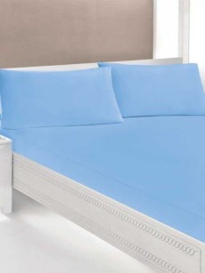 Drap housse élastique coton 1 personne Ipekce 100x200cm - bleu