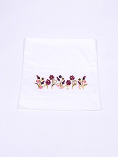 Serviette à fleur velours glaieul rose violet