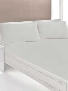 Drap housse élastique coton Ipekce 160x200cm - beige