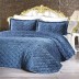 Couvre-lit brodé mia 2 personnes velours - Bleu 