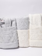 Ensemble de peignoirs en dentelle naturelle 6 pièces - Blanc cassé/gris