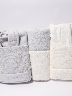 Ensemble de peignoirs en dentelle naturelle 6 pièces - Blanc cassé/gris