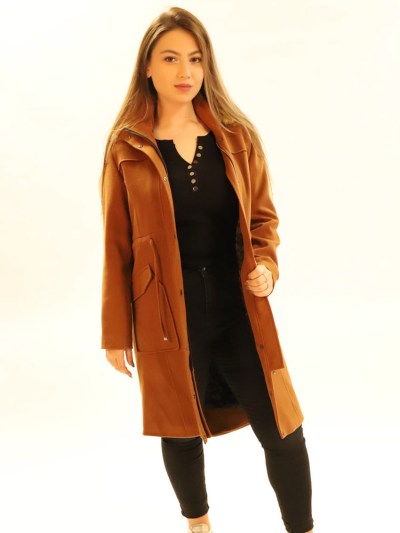 Manteau mi-long simple - marron