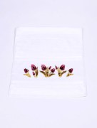 Serviette à fleur velours tulipe bordeaux rose