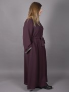 Abaya col rond , strass , violet 