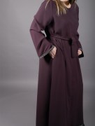 Abaya col rond , strass , violet 