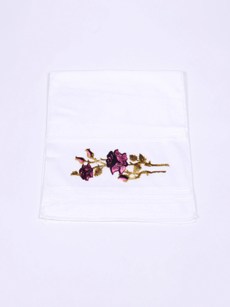 serviette à fleur velours tropical rose