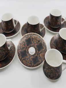 Tasse à café 6 Pièces Zellerfeld à motif noir/bronze