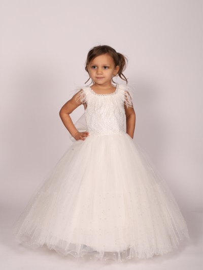 Robe de soirée à perle Helin'a - blanc 