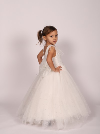 Robe de soirée à perle Helin'a - blanc 