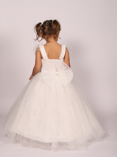 Robe de soirée à perle Helin'a - blanc 