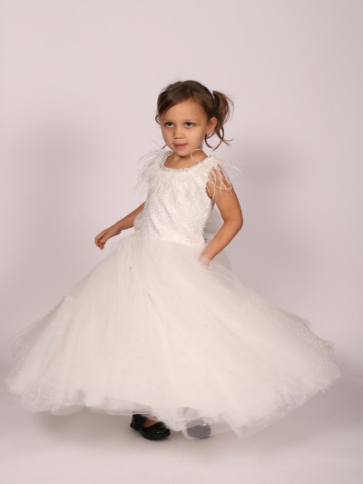 Robe de soirée à perle Helin'a - blanc 