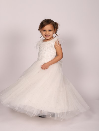 Robe de soirée à perle Helin'a - blanc 