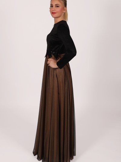 Robe longue simple Garize - beige/noir
