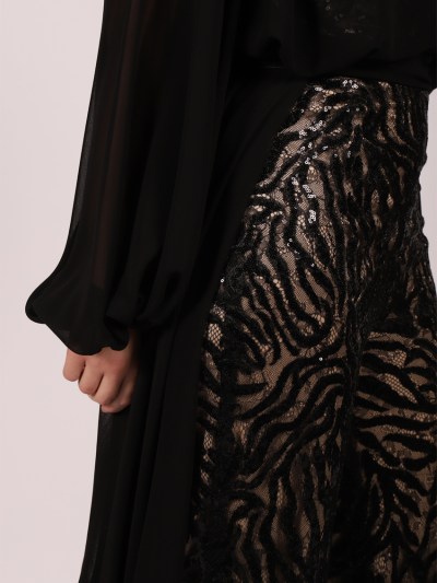 Robe à combinaison à paillettes Fidda - noir/beige