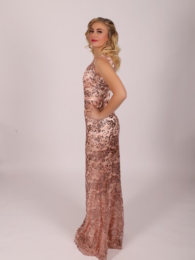 Robe élégante à strass - rose