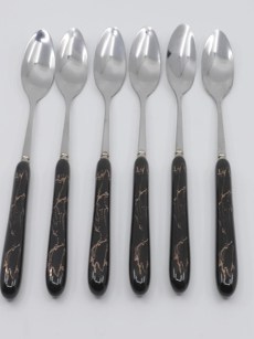 Cuillère à dessert effet marbré 6 pièces - noir 