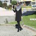 Tunique avec applique en cuir gris