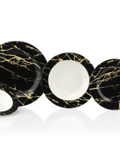 Service de table Zellerfeld noir et blanc à rayures 28 pièces 