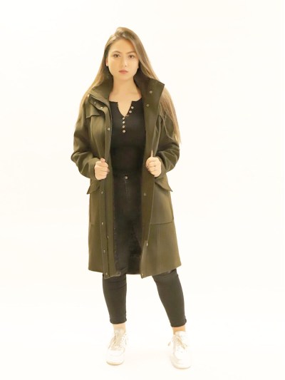 Manteau mi-long simple - kaki