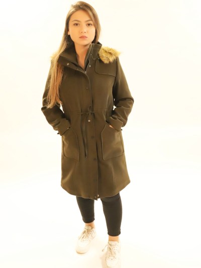 Manteau mi-long simple - kaki