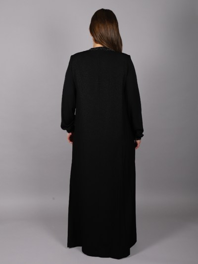 Abaya Doque noir à strass simple