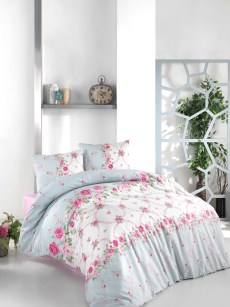 Ensemble de housse de couette 2 personnes Ipekce Eva Séries Hera Bleu