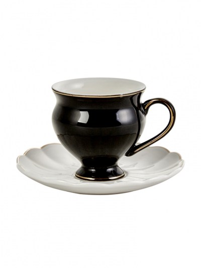 Ensemble de 6 tasses à café Karaca - noir/blanc