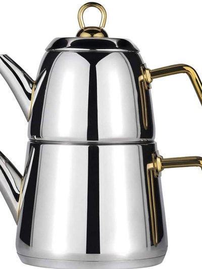 Amboss Diamond Théière, Couleur de Manche Or, En inox, Fond en Acier, 1,2 L de Thé, 1,8 L D'eau