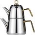 Amboss Diamond Théière, Couleur de Manche Or, En inox, Fond en Acier, 1,2 L de Thé, 1,8 L D'eau