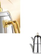 Amboss Diamond Théière, Couleur de Manche Or, En inox, Fond en Acier, 1,2 L de Thé, 1,8 L D'eau