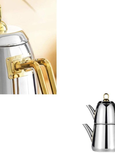 Amboss Diamond Théière, Couleur de Manche Or, En inox, Fond en Acier, 1,2 L de Thé, 1,8 L D'eau