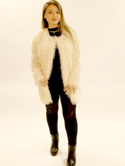 Veste en tweed à franges - beige