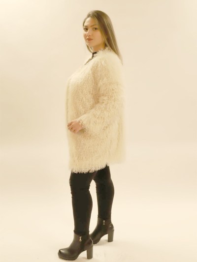 Veste en tweed à franges - beige