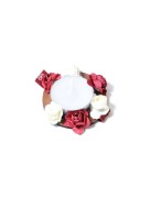 Lot de 12 bougie à fleur - bordeaux/blanc 