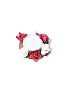 Lot de 12 bougie à fleur - bordeaux/blanc 