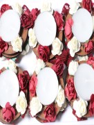Lot de 12 bougie à fleur - bordeaux/blanc 