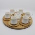 Tasse à café 6 pièces avec plateau rond tournant bambou et sucrier 