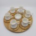 Tasse à café 6 pièces avec plateau rond tournant bambou et sucrier 
