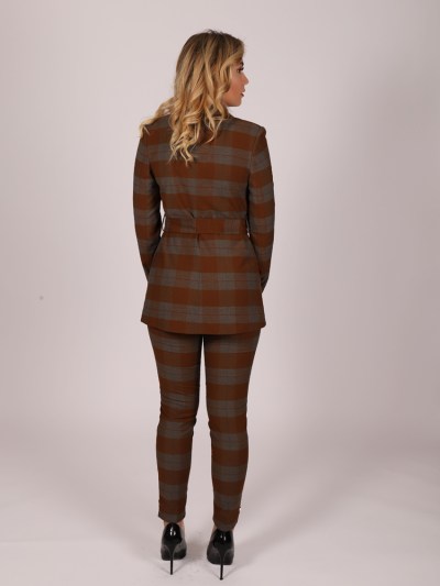 Pantalon à carreaux chic Fi'more - marron/gris