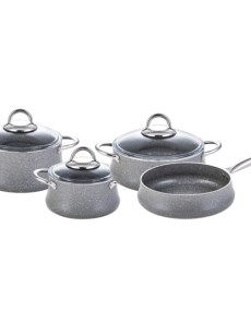 Batterie de cuisine 7 pièces Karaca Bio Granit Bereket - Gris