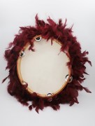 Tambourin à plume pour mariage - bordeaux