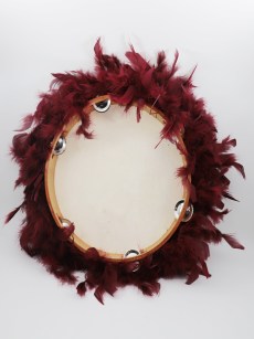 Tambourin à plume pour mariage - bordeaux