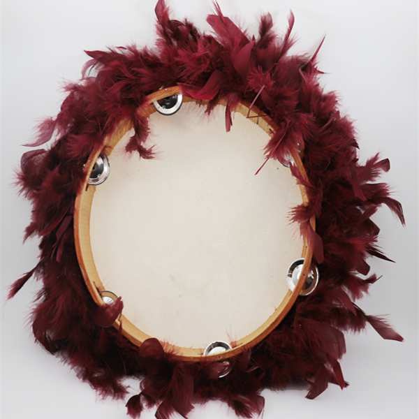 Tambourin à plume pour mariage - bordeaux