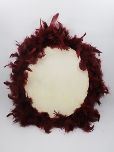 Tambourin à plume pour mariage - bordeaux